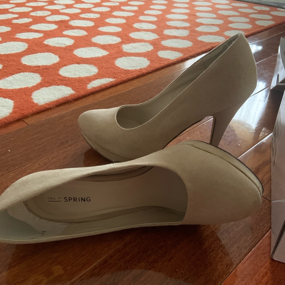 Beige Suede High Heels